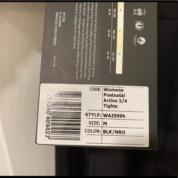 2XU WOMEN’S BLACK POST NATAL ACTIVE COMPRESSION 3/4 TIGHTS - Size MEDIUM - Picture 10 of 16